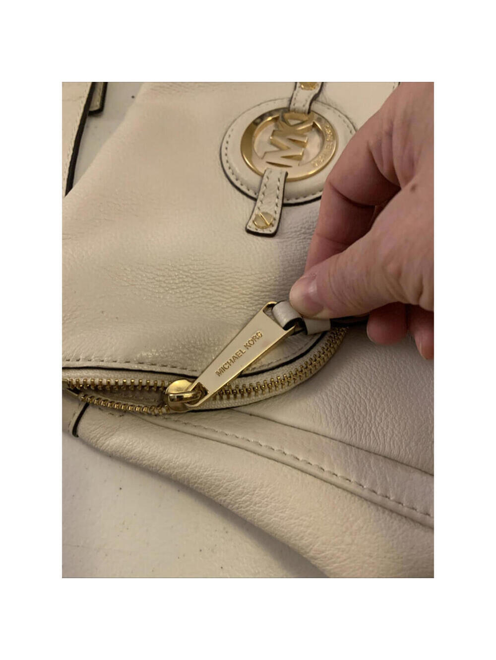 Michael Kors Stockard Vanilla Leather Convertible Shoulder Bag Purse EUC - Picture 6 of 9